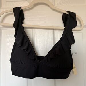 Aerie Black Ruffled Bikini Top